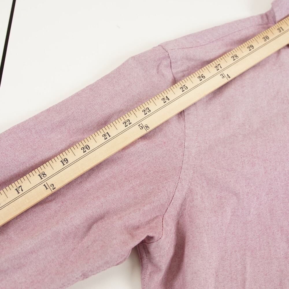 Ralph Lauren Slim Fit Long Sleeve 100% Pique Cotton Red Pink Button Down Shirt L - Picture 6 of 9
